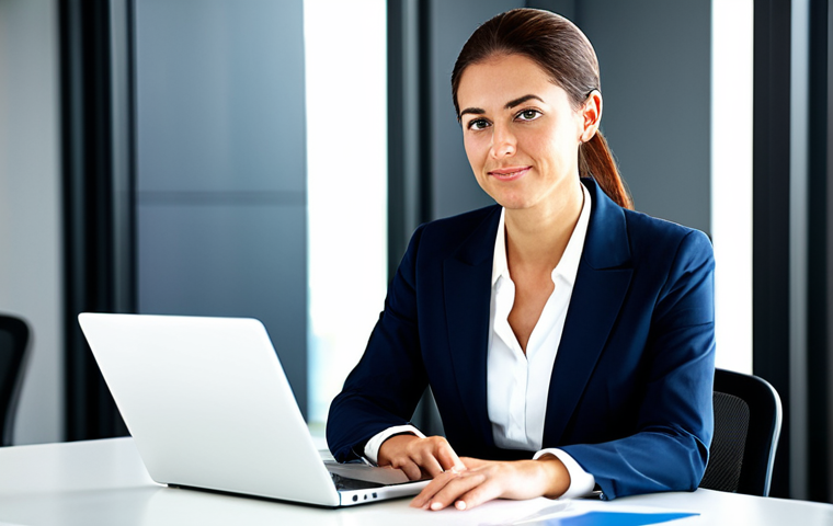 Businesswoman in Modern Office**

"A professional businesswoman in a modest business suit, sitting at a desk in a modern office, working on a laptop, fully clothed, appropriate attire, safe for work, perfect anatomy, natural proportions, professional photography, high quality, family-friendly."

**