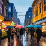 AI 이미지 생성의 데이터베이스 구축 방법 - A bustling city street at dusk, teeming with a diverse crowd of people of various ages and ethniciti...