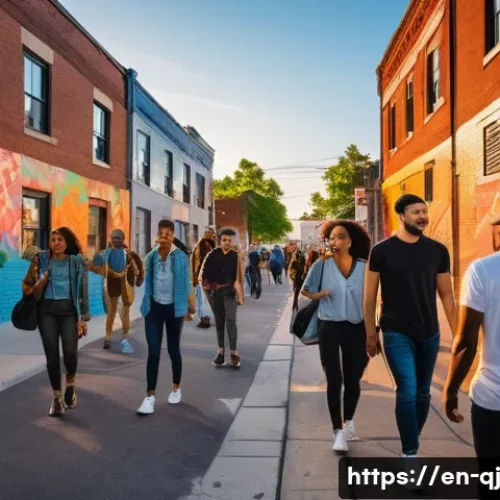 AI 이미지 생성의 데이터 수집 전략 - A vibrant urban street scene during golden hour, featuring diverse people casually interacting, wear...