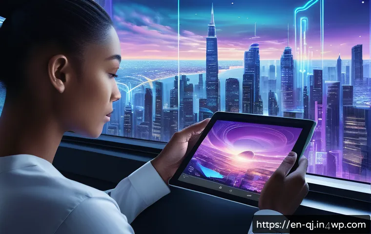 AI 이미지 생성의 클라우드와 엣지 컴퓨팅 - A futuristic digital artist workspace showcasing a sleek tablet with an AI-powered sketching app in ...