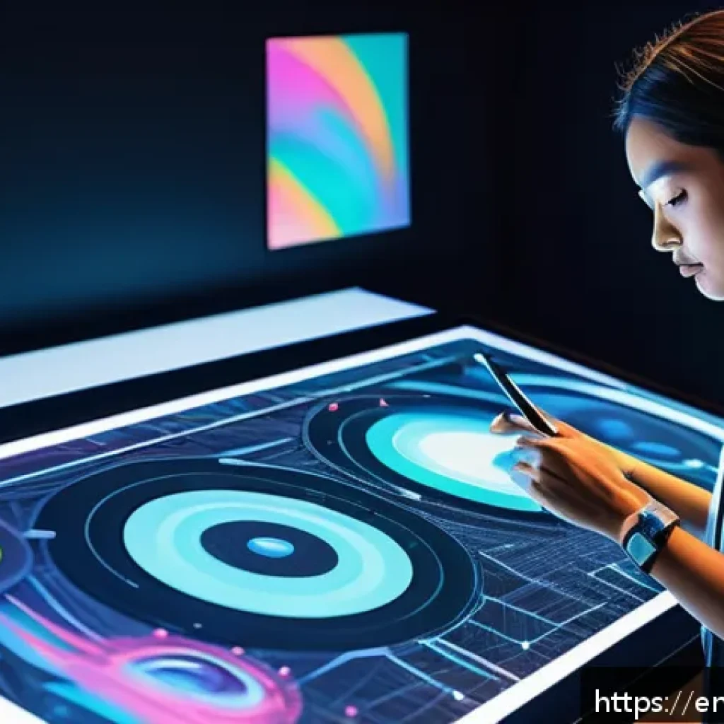 AI로 만든 이미지의 저작권 문제 - A futuristic art studio scene showing a diverse group of artists collaborating with advanced AI mach...